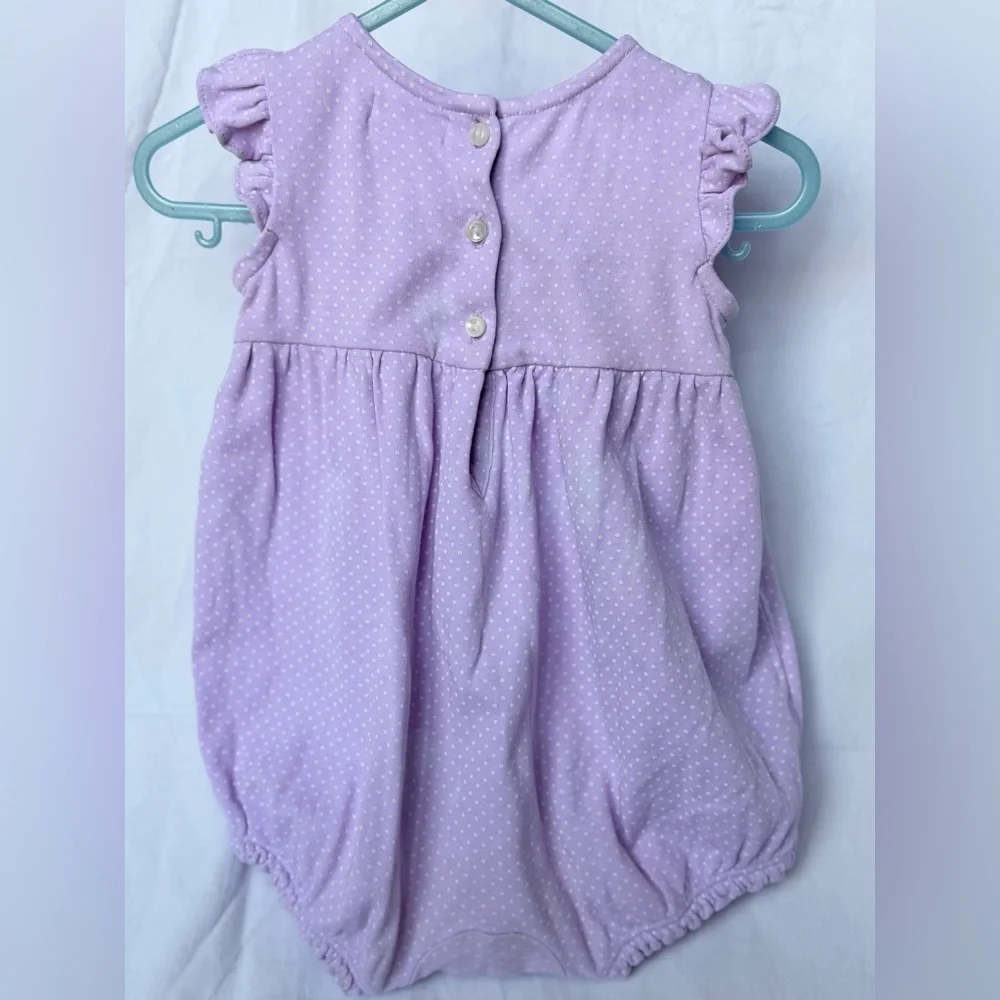 Ralph Lauren Lavender Polka Dot Ruffle Baby Romper